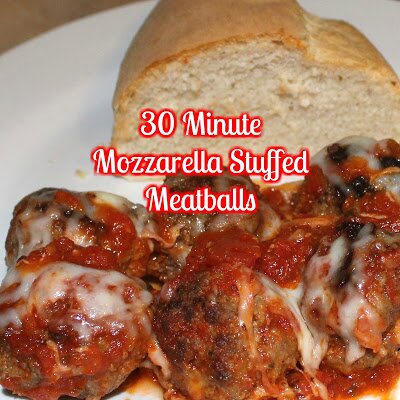 30 Minute Mozzarella Stuffed Meatballs