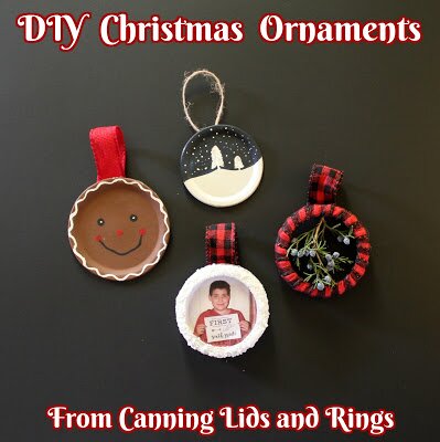 DIY Christmas Ornaments from canning lids