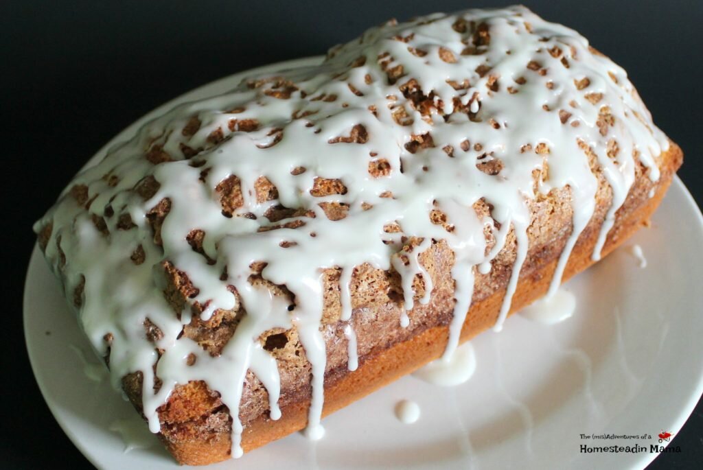 cinnamon roll breakfast bread with icing